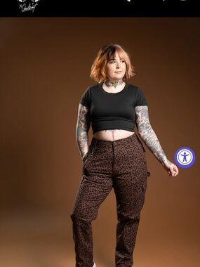 Leopard Print Cargo Track Pants - Brown